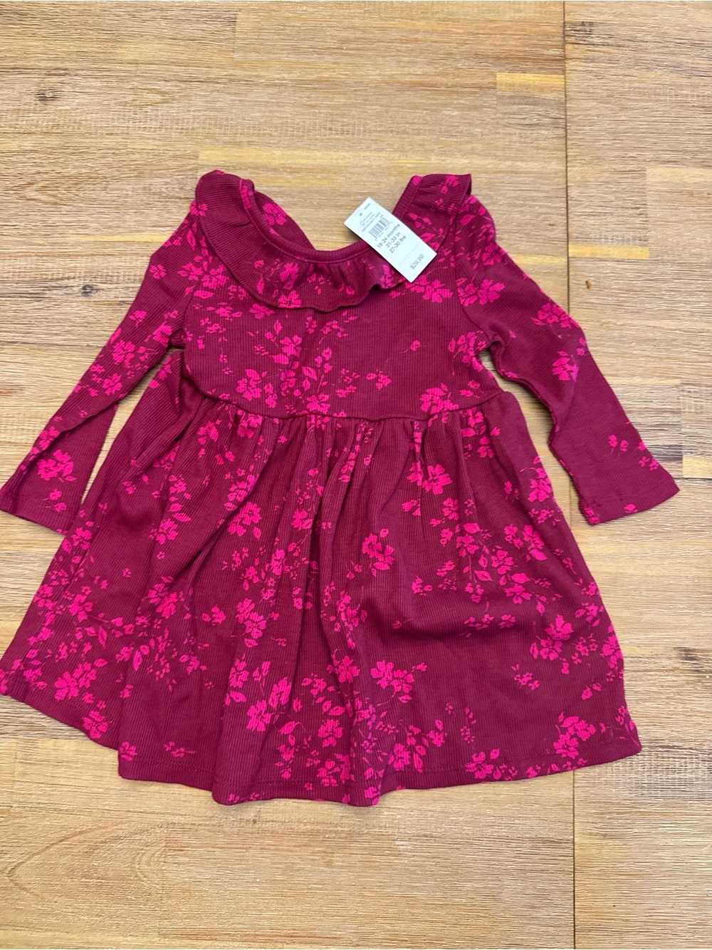 NWT GAP Girls' Raspberry Floral Ruffled Collar Dress